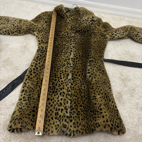 Y2K 90s Faux Fur Leopard Coat Arden B Belted Womens Medium - Picture 9 of 11
